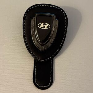 Hyundai Sunglass Holder for Car with Logo Black PU Leather NWT